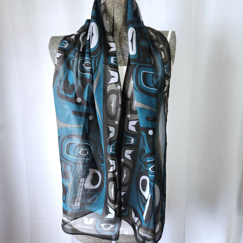 Oscardo Scarf Native Art Indigenous First Nation Polyester 62.5 x 13.5 in